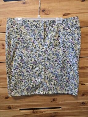 J. JILL LIVE-IN CHINO Floral Cotton Blend Mini Skirt. Size 12.